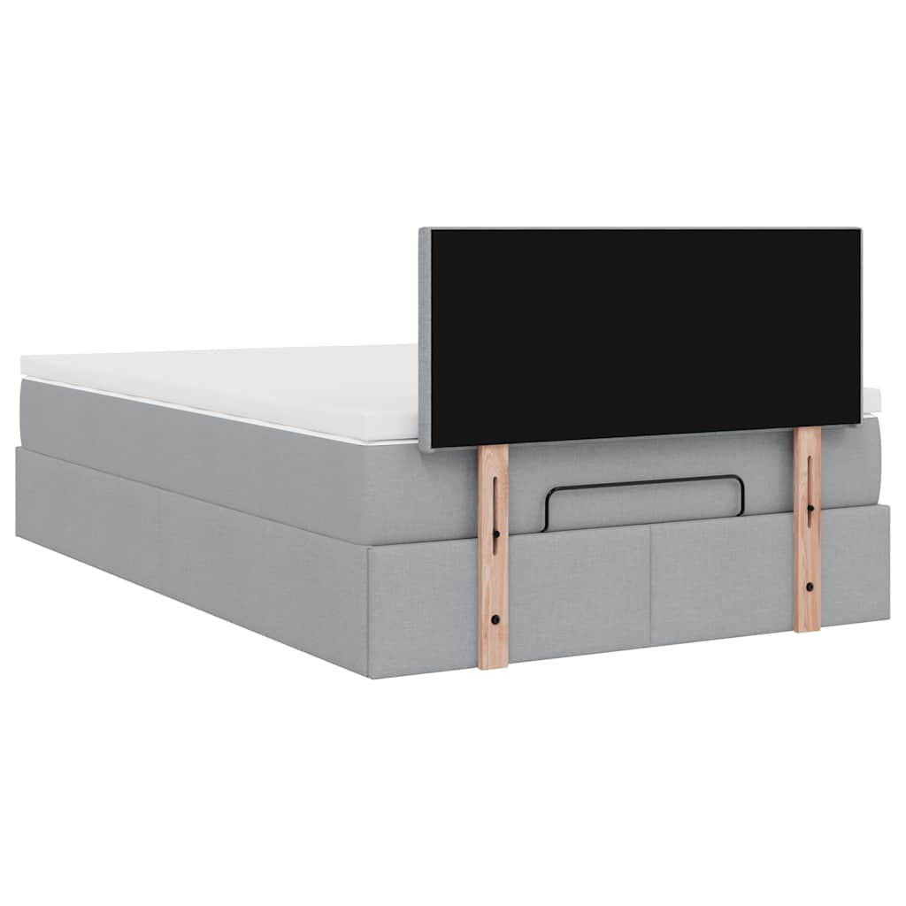Pouf Letto con Materasso Grigio Chiaro 120x200 cm in Tessuto