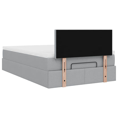 Pouf Letto con Materasso Grigio Chiaro 120x200 cm in Tessuto