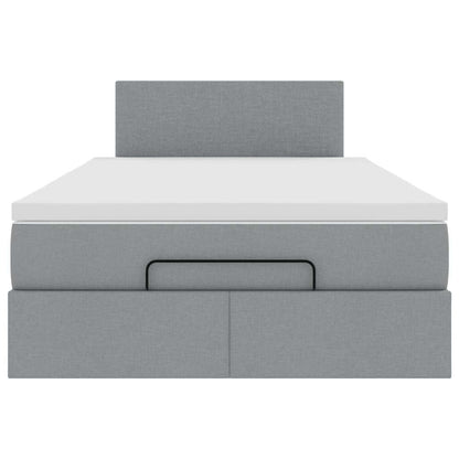 Pouf Letto con Materasso Grigio Chiaro 120x200 cm in Tessuto