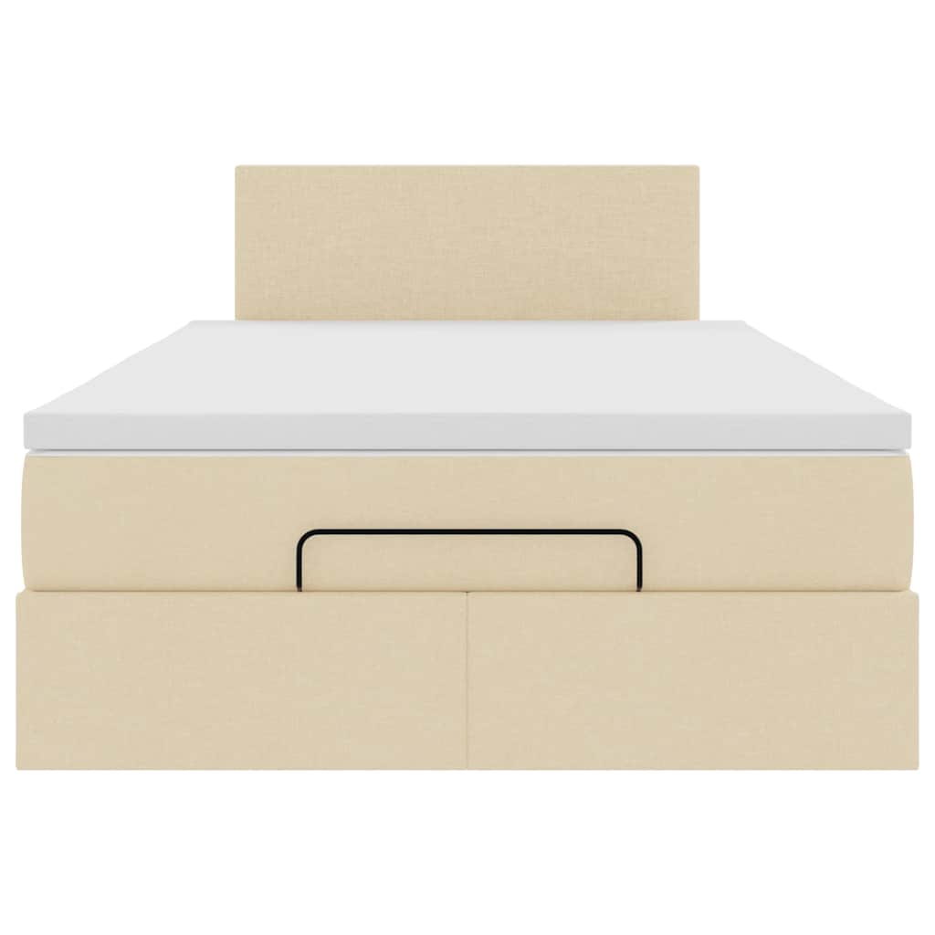Struttura Letto Pouf con Materasso Crema 120x200 cm in Tessuto | homemem39