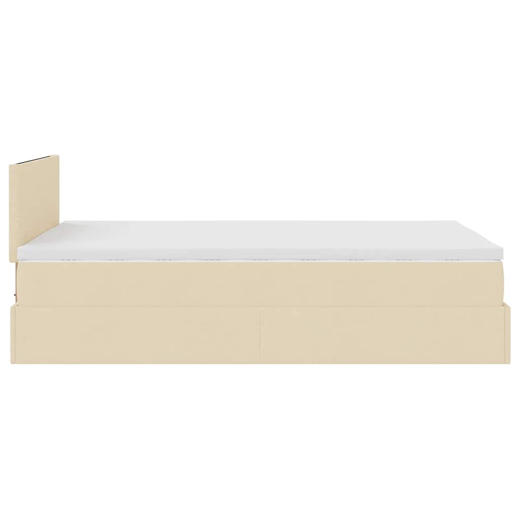 Struttura Letto Pouf con Materasso Crema 120x200 cm in Tessuto | homemem39