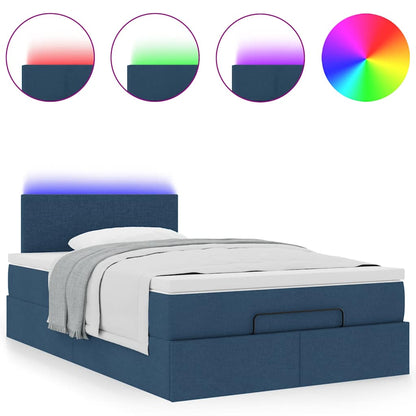 Pouf Letto con Materasso e LED Blu 120x200 cm in Tessuto | homemem39