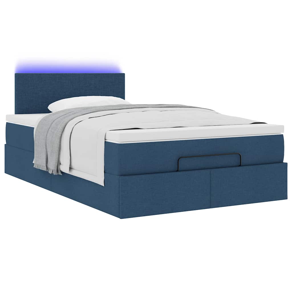 Pouf Letto con Materasso e LED Blu 120x200 cm in Tessuto | homemem39
