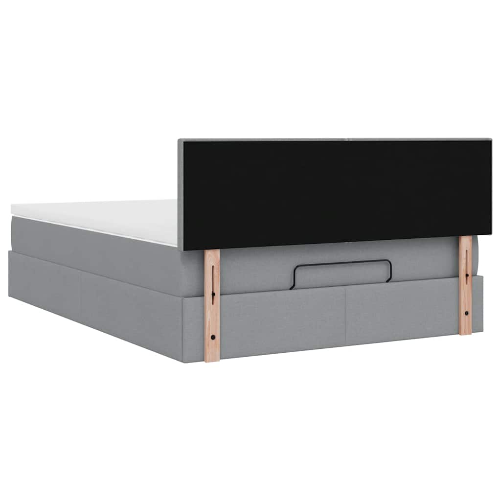 Pouf Letto con Materasso e LED Grigio Chiaro 140x190 cm
