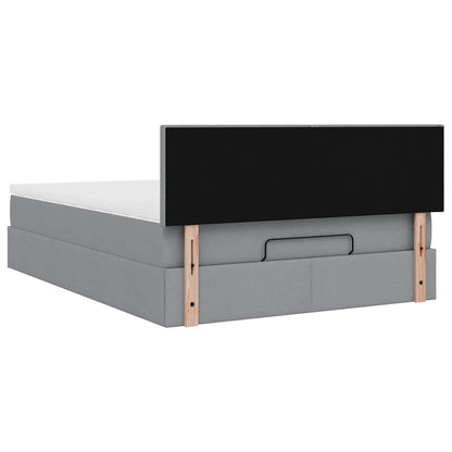 Pouf Letto con Materasso e LED Grigio Chiaro 140x190 cm