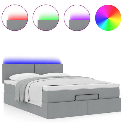 Pouf Letto con Materasso e LED Grigio Chiaro 140x190 cm | homemem39