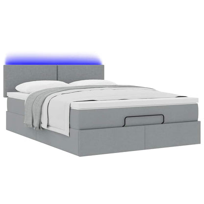 Pouf Letto con Materasso e LED Grigio Chiaro 140x190 cm | homemem39