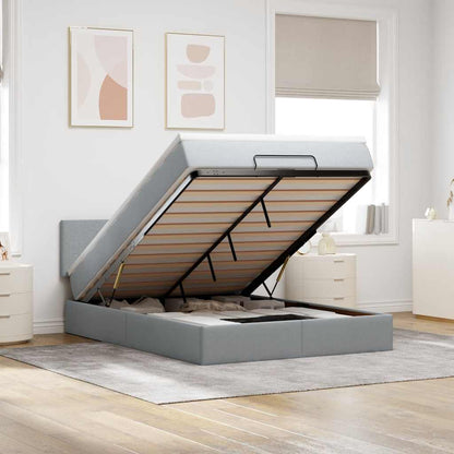 Pouf Letto con Materasso e LED Grigio Chiaro 140x190 cm | homemem39