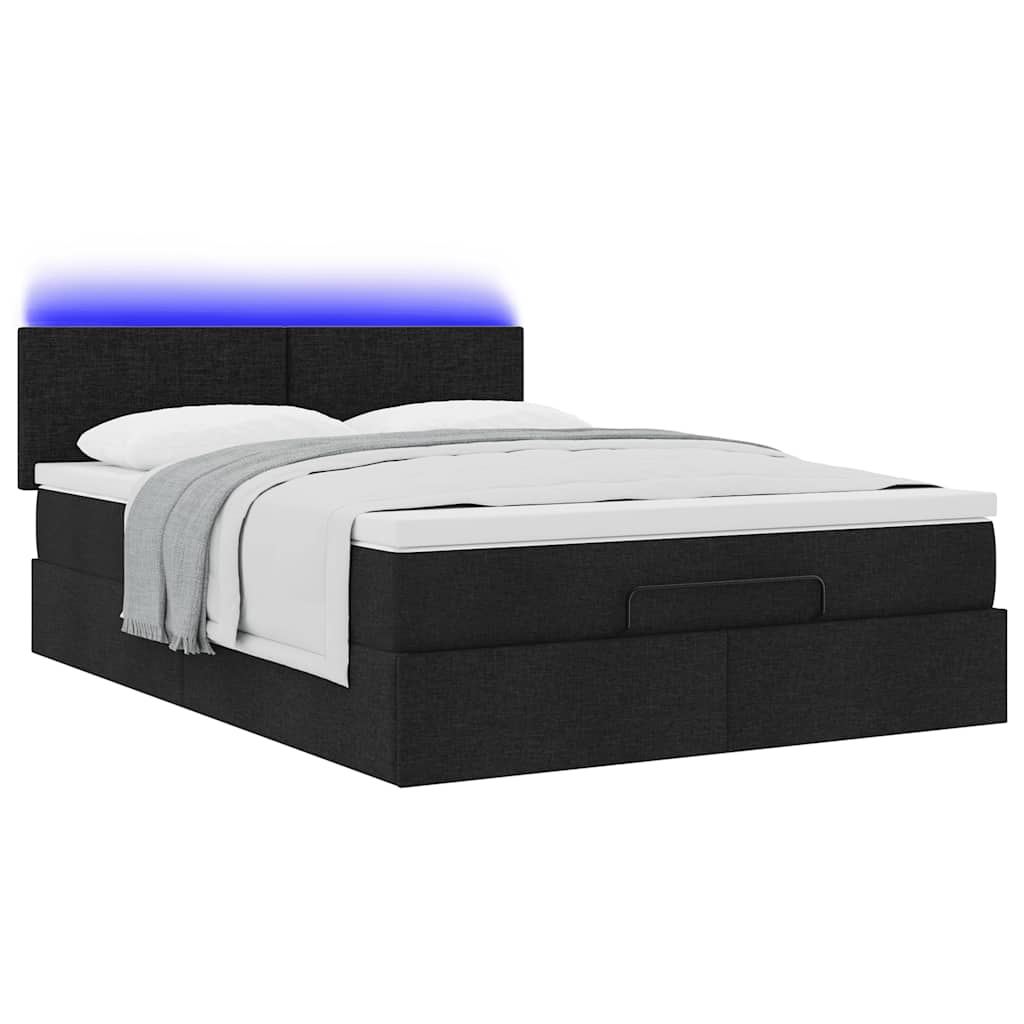 Pouf Letto con Materasso e LED Nero 140x190 cm | homemem39