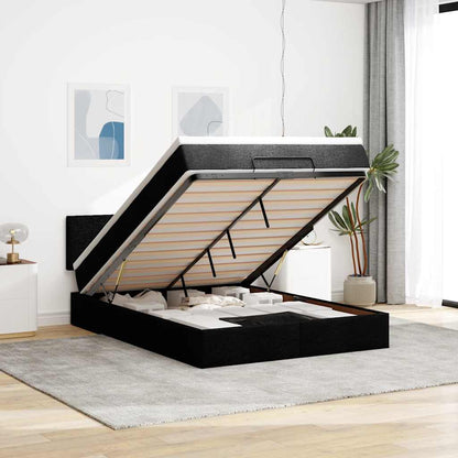 Pouf Letto con Materasso e LED Nero 140x190 cm | homemem39