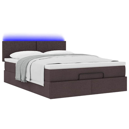 Pouf Letto con Materasso e LED Marrone Scuro 140x190 cm | homemem39