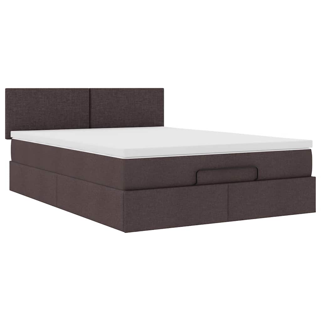 Pouf Letto con Materasso e LED Marrone Scuro 140x190 cm | homemem39