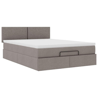 Pouf Letto con Materasso e LED Tortora 140x190 cm in Tessuto | homemem39