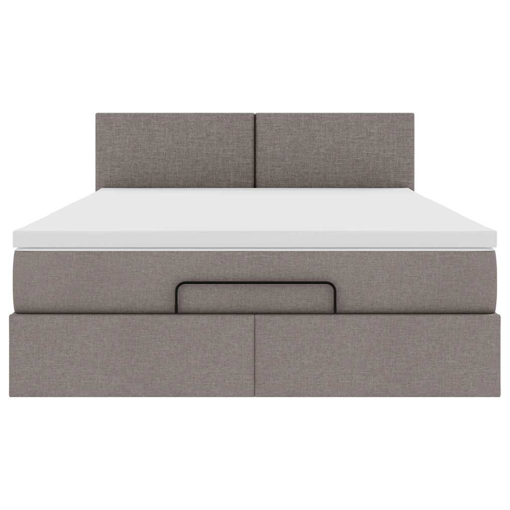 Pouf Letto con Materasso e LED Tortora 140x190 cm in Tessuto | homemem39
