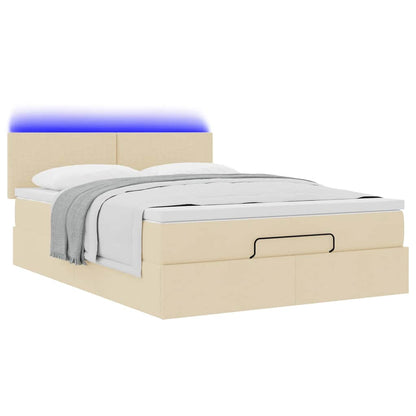 Pouf Letto con Materasso e LED Crema 140x190 cm | homemem39