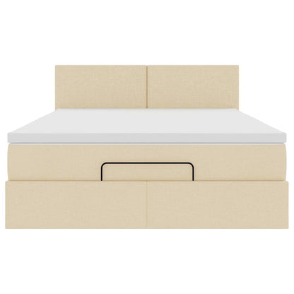 Pouf Letto con Materasso e LED Crema 140x190 cm | homemem39