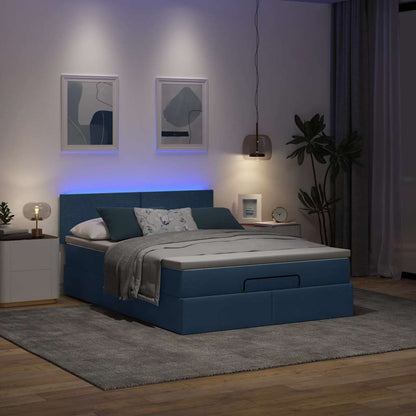 Pouf Letto con Materasso e LED Blu 140x190 cm | homemem39