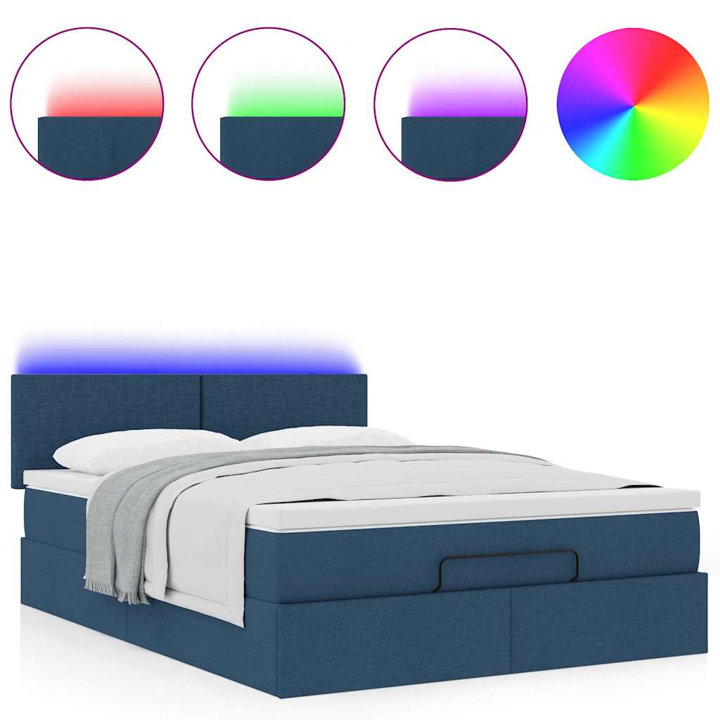 Pouf Letto con Materasso e LED Blu 140x190 cm | homemem39