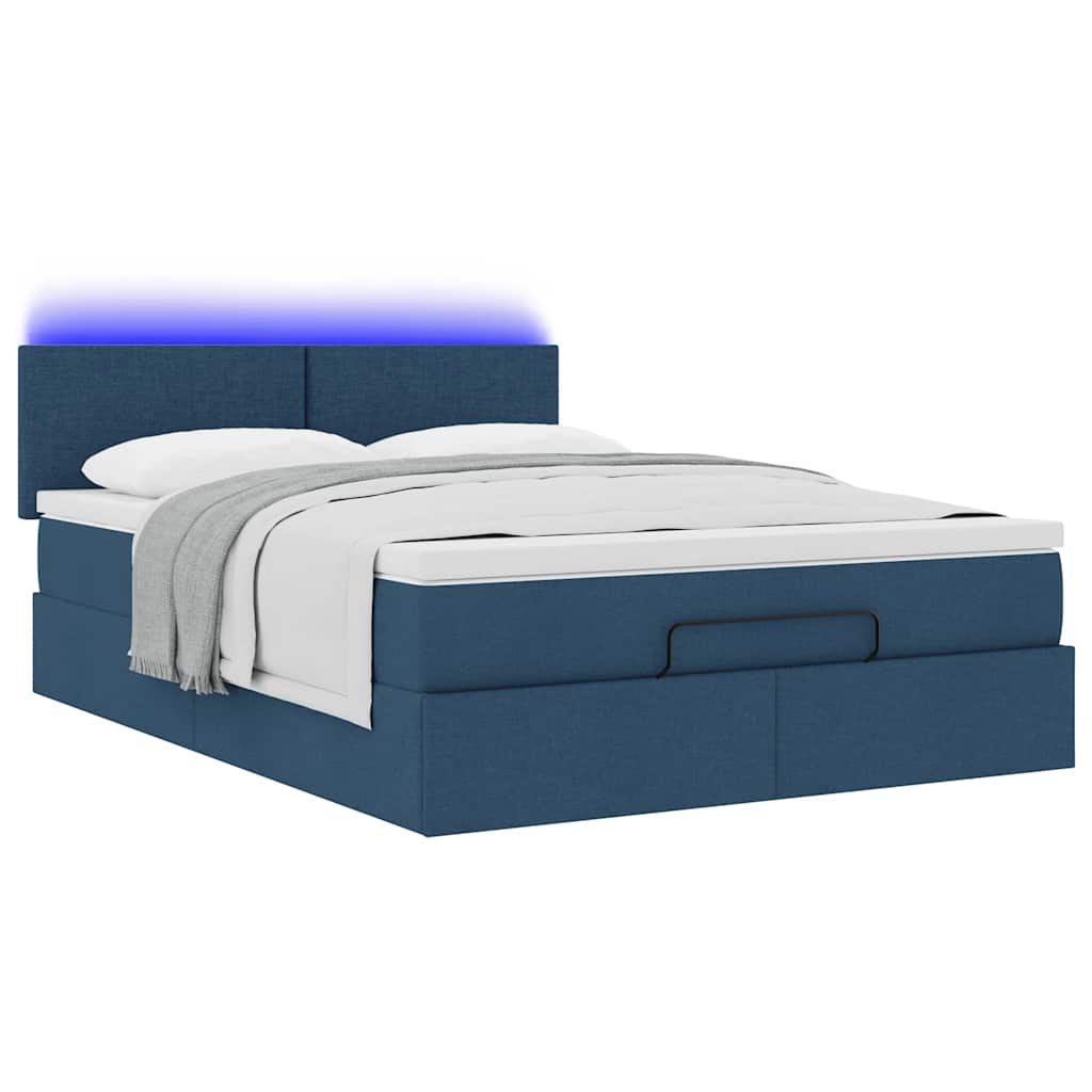 Pouf Letto con Materasso e LED Blu 140x190 cm | homemem39