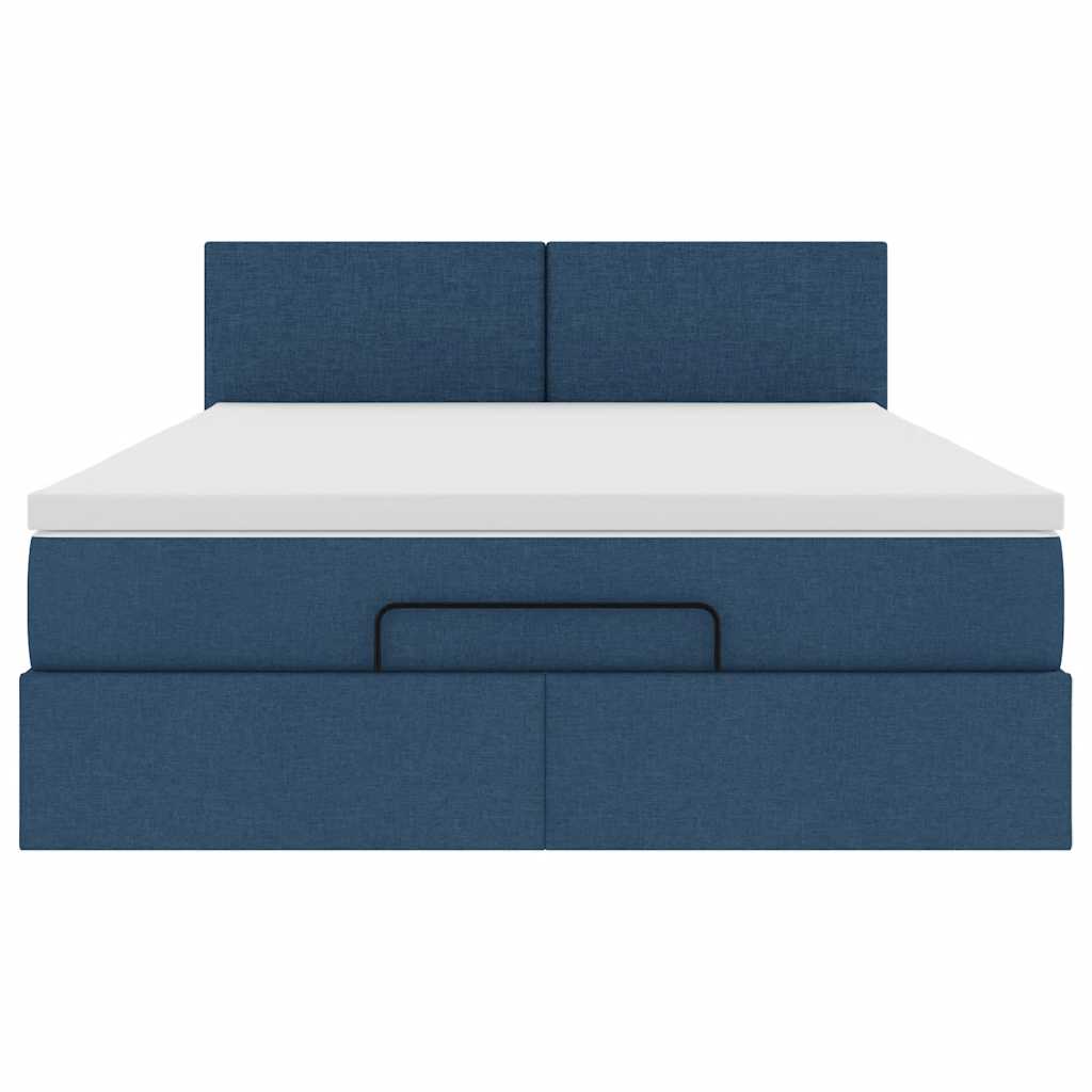 Pouf Letto con Materasso e LED Blu 140x190 cm | homemem39