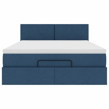 Pouf Letto con Materasso e LED Blu 140x190 cm