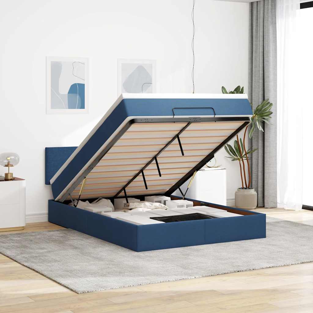 Pouf Letto con Materasso e LED Blu 140x190 cm | homemem39