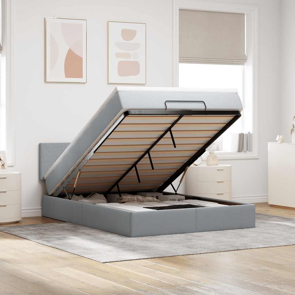 Struttura Letto Pouf con Materasso 140x200 cm in Tessuto | homemem39