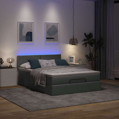 Pouf Letto con Materasso e LED Grigio Scuro 140x200 cm - homemem39