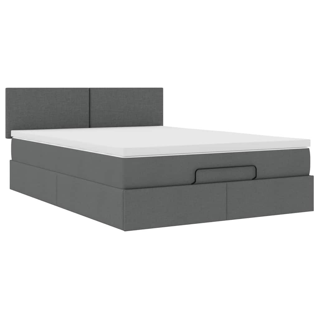 Pouf Letto con Materasso e LED Grigio Scuro 140x200 cm - homemem39