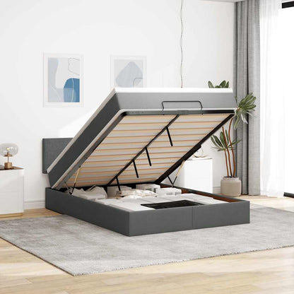 Pouf Letto con Materasso e LED Grigio Scuro 140x200 cm - homemem39