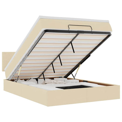 Pouf Letto con Materasso e LED Crema 140x200 cm in Tessuto - homemem39