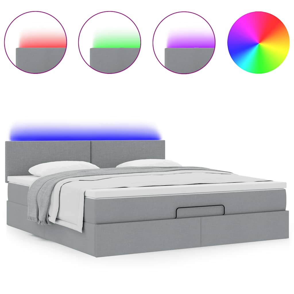 Pouf Letto con Materasso Grigio Chiaro 160x200 cm in Tessuto | homemem39