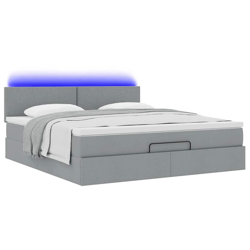 Pouf Letto con Materasso Grigio Chiaro 160x200 cm in Tessuto | homemem39