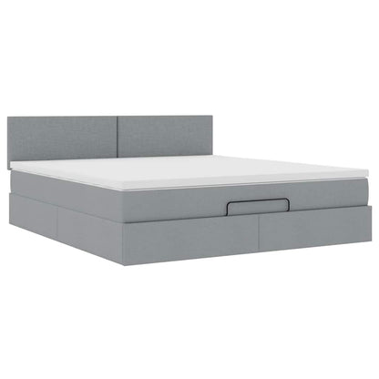 Pouf Letto con Materasso Grigio Chiaro 160x200 cm in Tessuto | homemem39