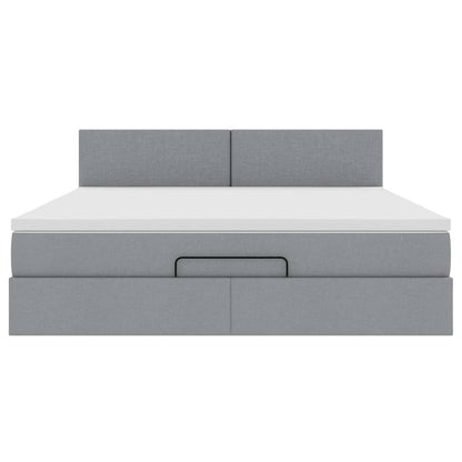 Pouf Letto con Materasso Grigio Chiaro 160x200 cm in Tessuto | homemem39