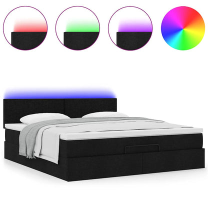Struttura Letto Pouf con Materasso Nero 160x200 cm in Tessuto | homemem39