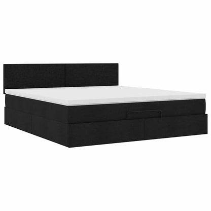 Struttura Letto Pouf con Materasso Nero 160x200 cm in Tessuto | homemem39