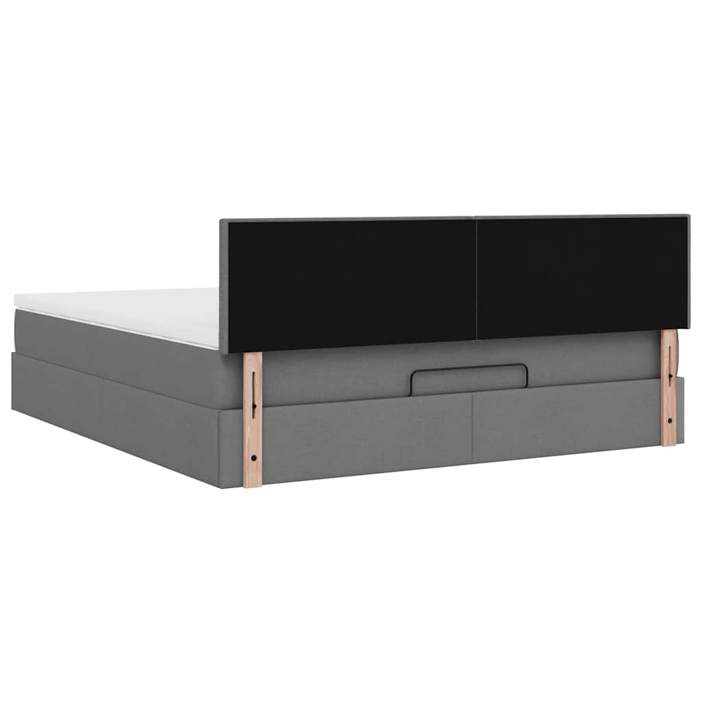 Pouf Letto con Materasso e LED Grigio Scuro 180x200cm Tessuto
