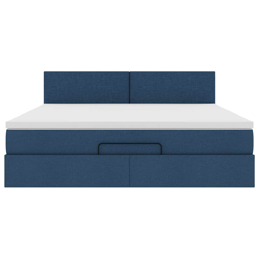 Struttura Letto Pouf con Materasso Blu 180x200cm in Tessuto