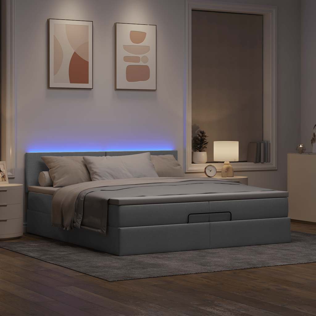 Struttura Letto Pouf con Materassi 200x200 cm in Tessuto | homemem39
