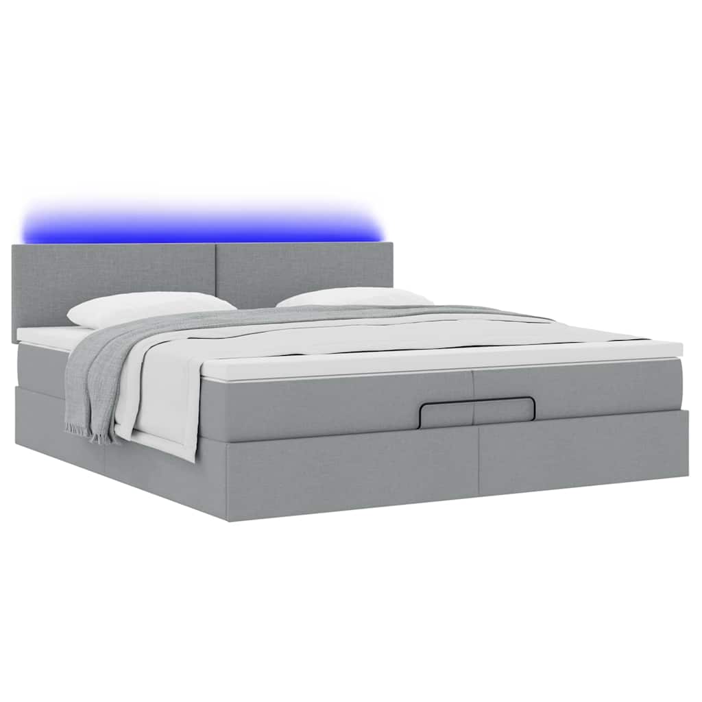 Struttura Letto Pouf con Materassi 200x200 cm in Tessuto | homemem39