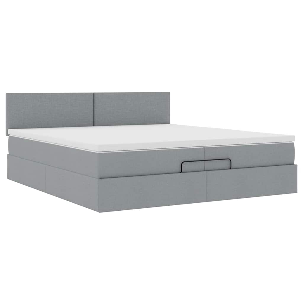 Struttura Letto Pouf con Materassi 200x200 cm in Tessuto