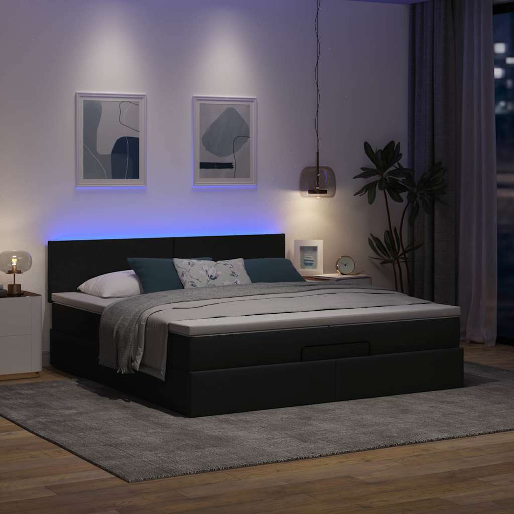 Struttura Letto Pouf con Materassi 200x200 cm in Tessuto | homemem39