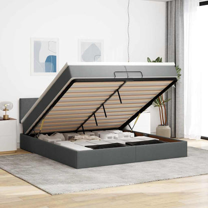 Struttura Letto Pouf con Materassi 200x200 cm in Tessuto | homemem39