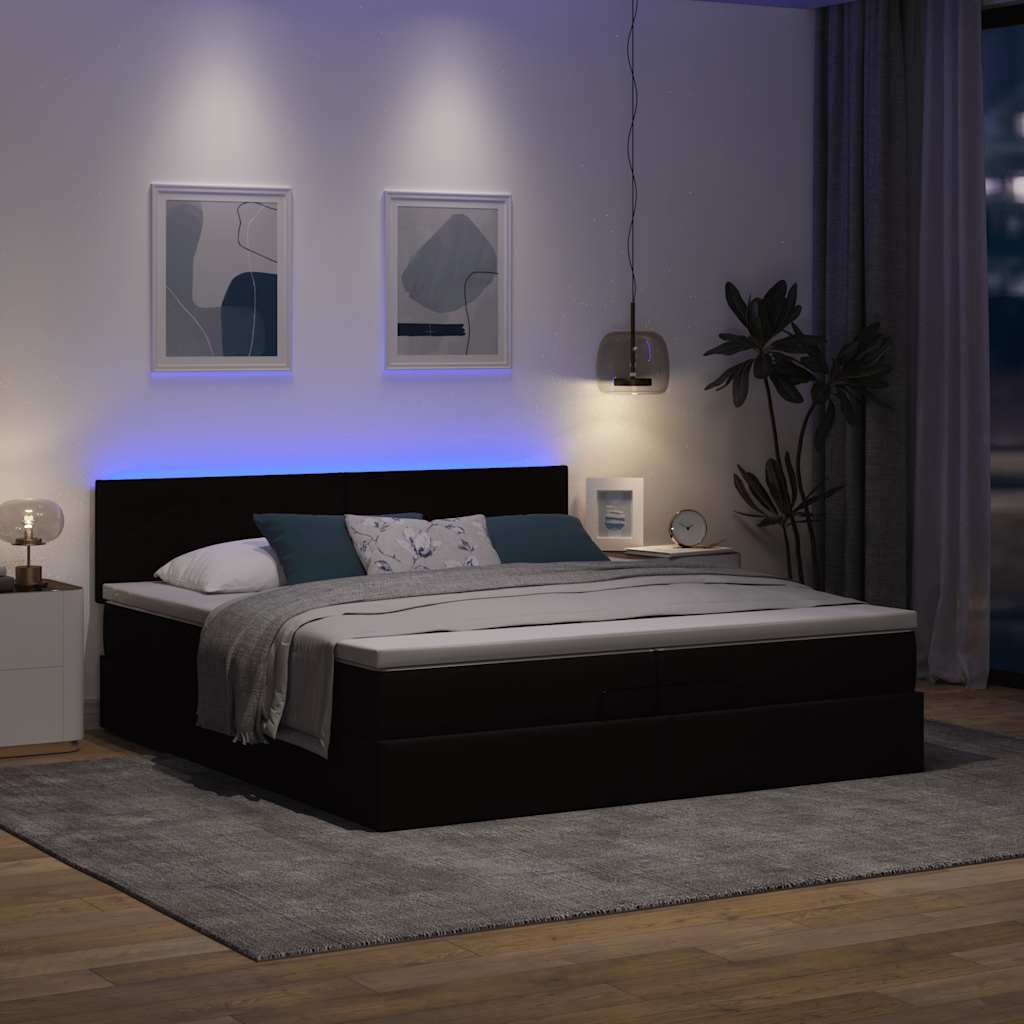 Struttura Letto Pouf con Materassi 200x200 cm in Tessuto | homemem39