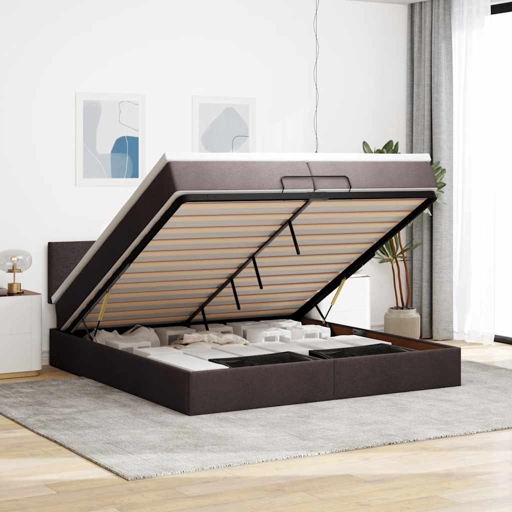 Struttura Letto Pouf con Materassi 200x200 cm in Tessuto | homemem39
