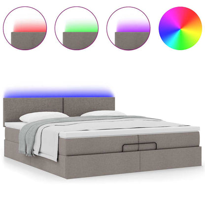 Struttura Letto Pouf con Materassi Tortora 200x200 cm Tessuto | homemem39