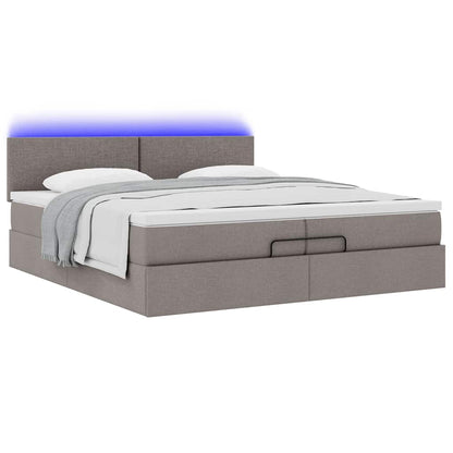 Struttura Letto Pouf con Materassi Tortora 200x200 cm Tessuto | homemem39