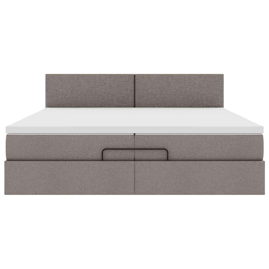 Struttura Letto Pouf con Materassi Tortora 200x200 cm Tessuto | homemem39