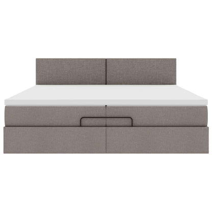 Struttura Letto Pouf con Materassi Tortora 200x200 cm Tessuto | homemem39